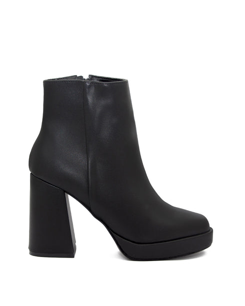Botín Negro Liso Tacón Ancho 25501